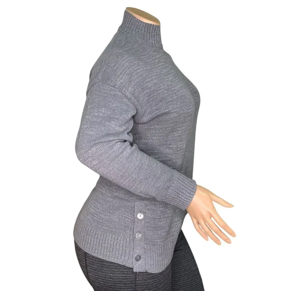LC Lauren Conrad Turtleneck Sweater Long Sleeve Pullover Metallic Gray Size L